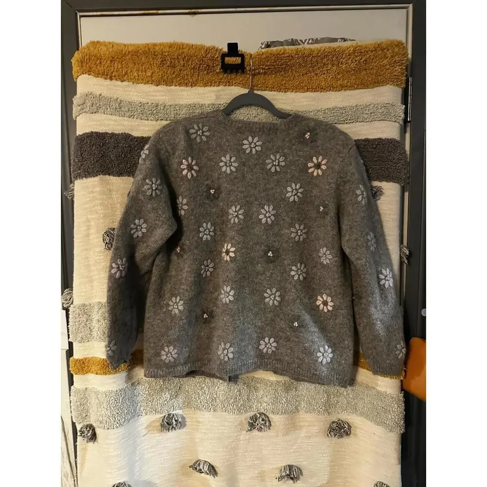 Karen Scott II Gray Pure Wool Button Cardigan - 2X - Picture 6 of 7
